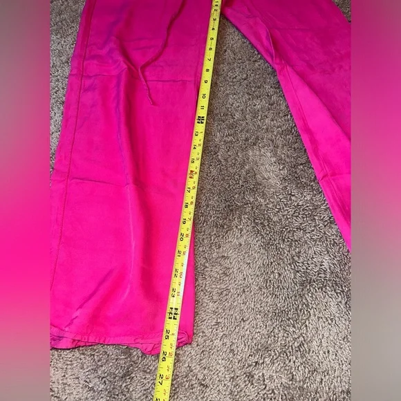 Zara Vibrant Pink Satin/Linen Like Pants Woman’s Size Small - Picture 5 of 6
